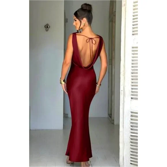 chinese dress ladies Zapaka Women Black Tie Dress Halter Mermaid Backless Bodycon Long Evening Dress, Black / US24W
